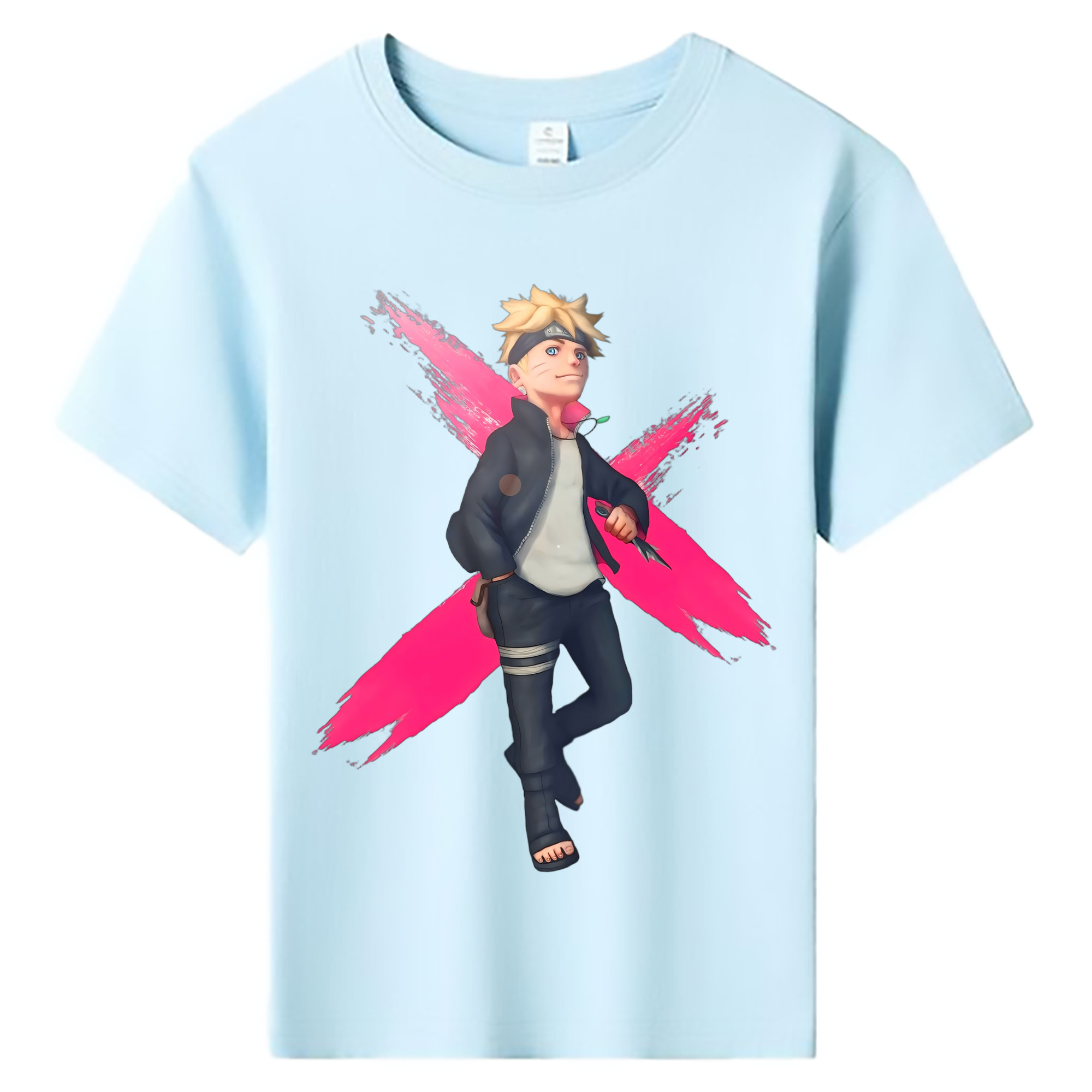 （画像用） NARUTO -ナルト- うずまき ボルト Uzumaki Boruto 綿100％キッズTシャツ（フロントプリント）